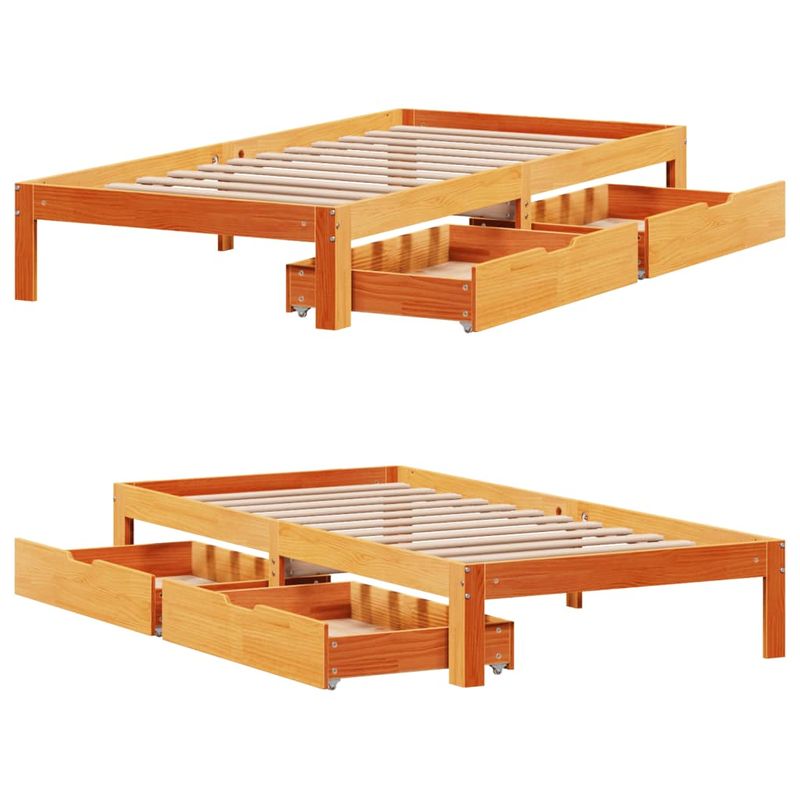 Casa si Gradina - Mobilier - Paturi si accesorii - Paturi - Cadru de pat, maro ceruit, 90x200 cm, lemn masiv de pin - Infinity.ro