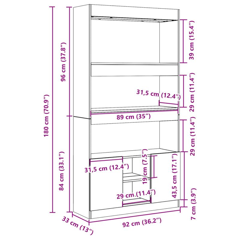 Casa si Gradina - Mobilier - Biblioteci si rafturi - Biblioteci - Dulap inalt, stejar sonoma, 92x33x180 cm, lemn prelucrat - Infinity.ro