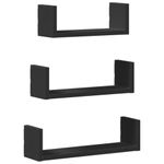 Casa si Gradina - Mobilier - Biblioteci si rafturi - Rafturi - Raft de perete, 3 buc., negru, lemn prelucrat - Infinity.ro