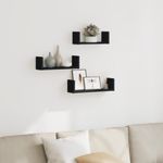 Casa si Gradina - Mobilier - Biblioteci si rafturi - Rafturi - Raft de perete, 3 buc., negru, lemn prelucrat - Infinity.ro