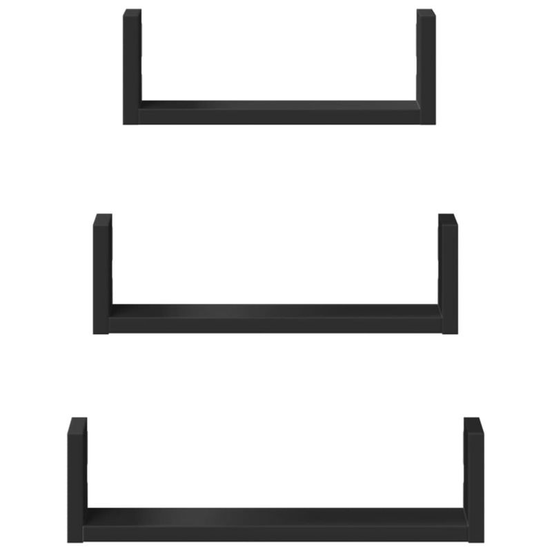 Casa si Gradina - Mobilier - Biblioteci si rafturi - Rafturi - Raft de perete, 3 buc., negru, lemn prelucrat - Infinity.ro