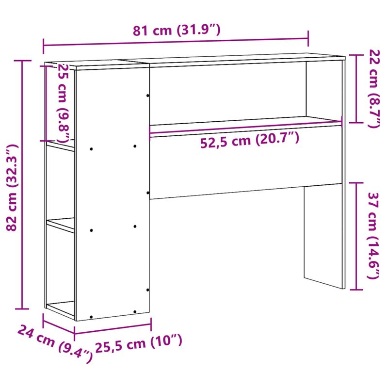 Casa si Gradina - Mobilier - Paturi si accesorii - Accesorii paturi - Tablie de pat cu depozitare, 75 cm, lemn masiv de pin - Infinity.ro