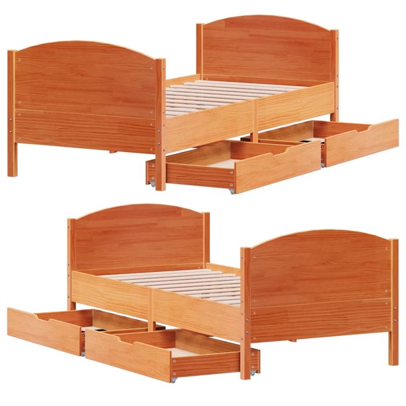Casa si Gradina - Mobilier - Paturi si accesorii - Paturi - Cadru pat fara saltea, maro ceruit, 90x190 cm, lemn masiv pin - Infinity.ro
