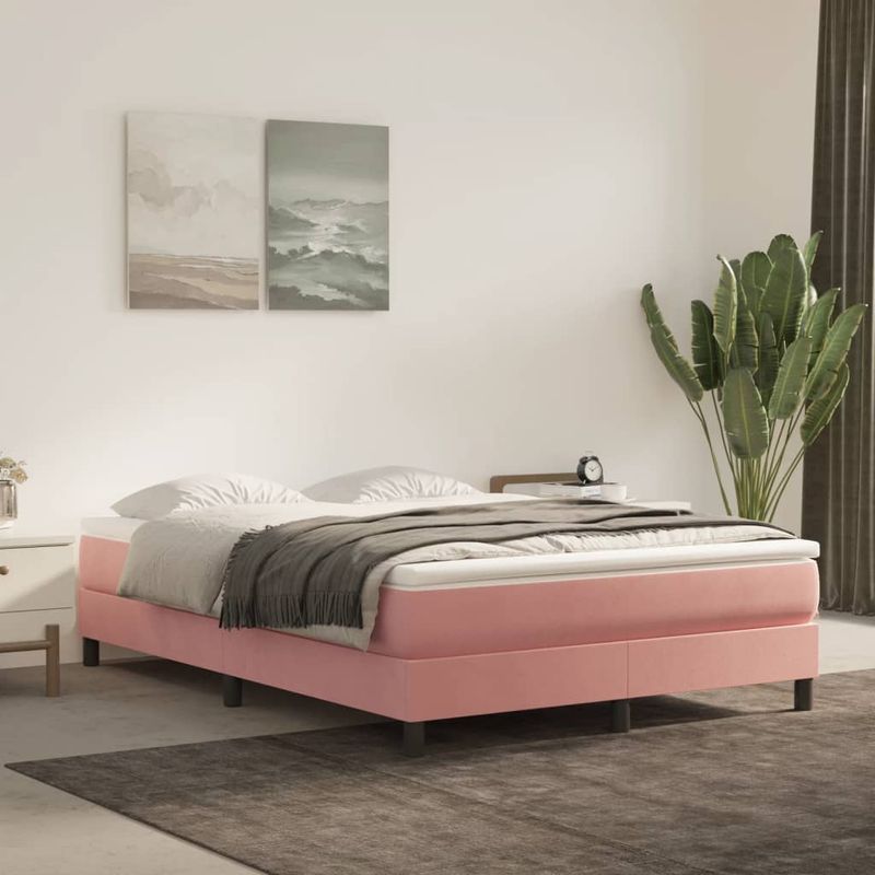 Casa si Gradina - Mobilier - Saltele si somiere - Saltele - Saltea de pat cu arcuri, roz, 140x220x20 cm, catifea - Infinity.ro