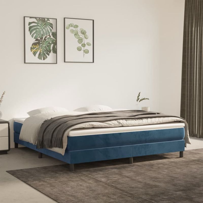 Casa si Gradina - Mobilier - Saltele si somiere - Saltele - Saltea pat cu arcuri, albastru inchis, 160x220x20 cm, catifea - Infinity.ro