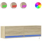 Casa si Gradina - Mobilier - Comode si corpuri - Comode - Comoda TV de perete cu lumini LED, stejar sonoma, 140x31x38 cm - Infinity.ro