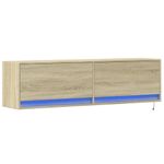 Casa si Gradina - Mobilier - Comode si corpuri - Comode - Comoda TV de perete cu lumini LED, stejar sonoma, 140x31x38 cm - Infinity.ro