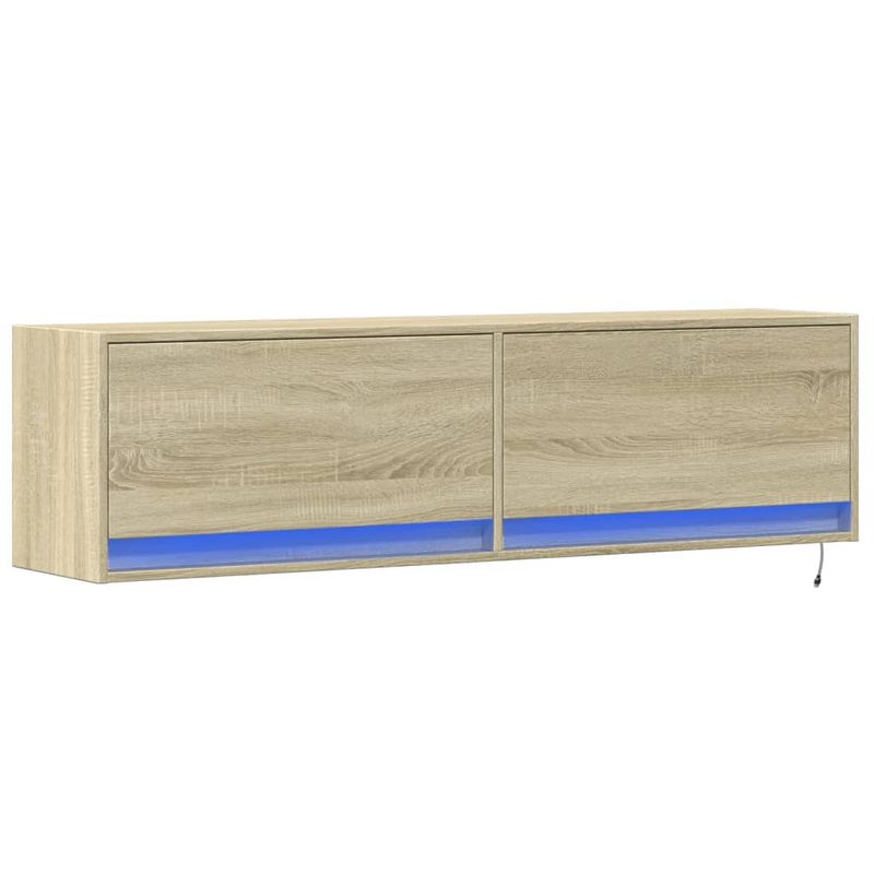 Casa si Gradina - Mobilier - Comode si corpuri - Comode - Comoda TV de perete cu lumini LED, stejar sonoma, 140x31x38 cm - Infinity.ro