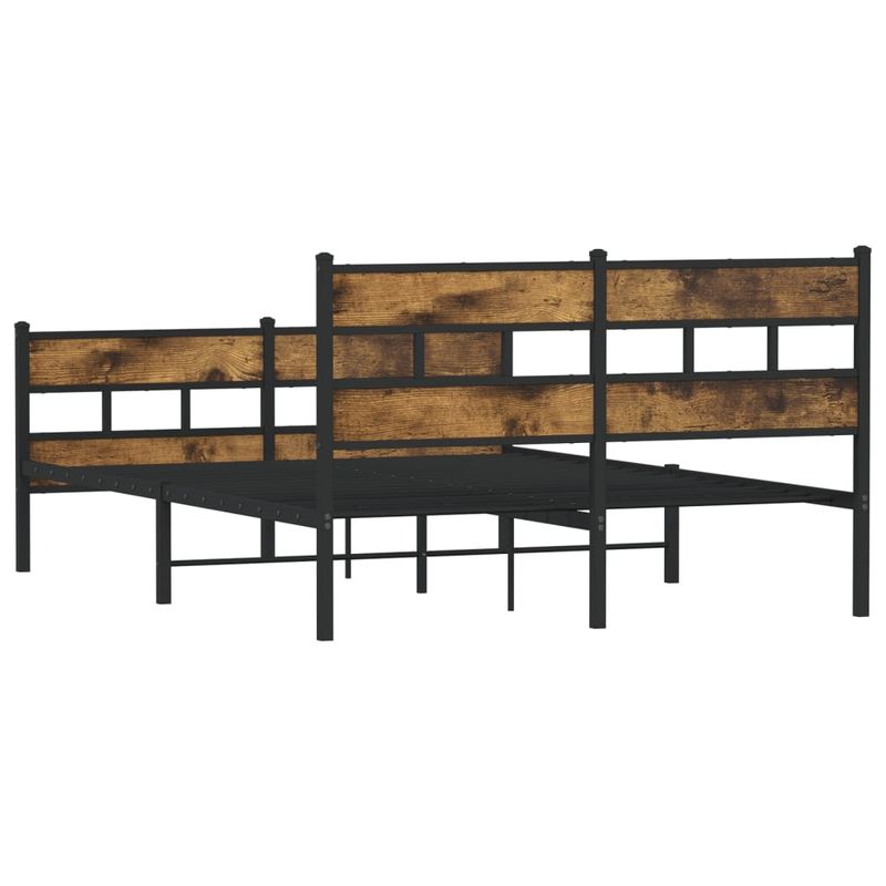 Casa si Gradina - Mobilier - Paturi si accesorii - Paturi - Cadru pat metalic fara saltea, stejar fumuriu, 160x200 cm - Infinity.ro