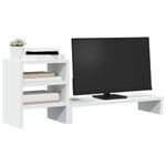 PC, gaming si accesorii - Desktop PC & monitoare - Accesorii monitoare - Suport monitor cu organizator birou, alb lemn prelucrat - Infinity.ro