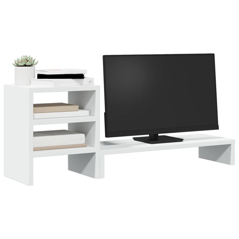 PC, gaming si accesorii - Desktop PC & monitoare - Accesorii monitoare - Suport monitor cu organizator birou, alb lemn prelucrat - Infinity.ro