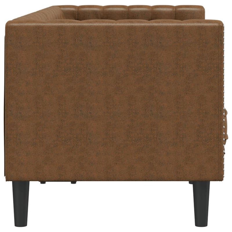 Casa si Gradina - Mobilier - Canapele si coltare - Canapele - Canapea Chesterfield cu perne/2 locuri maro piele intoarsa eco. - Infinity.ro