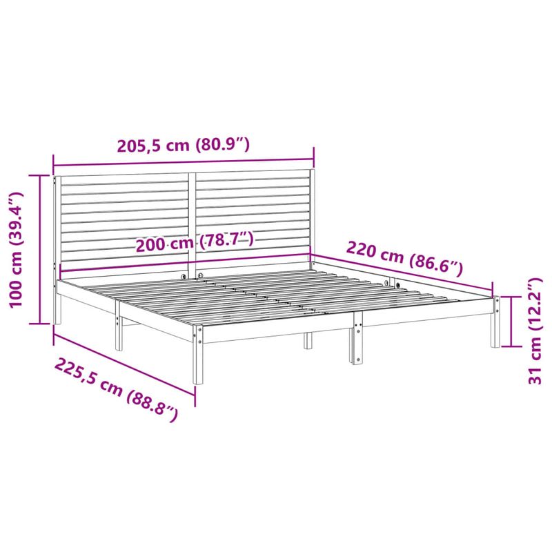 Casa si Gradina - Mobilier - Paturi si accesorii - Paturi - Cadru pat foarte lung fara saltea, 200x220 cm, lemn masiv - Infinity.ro