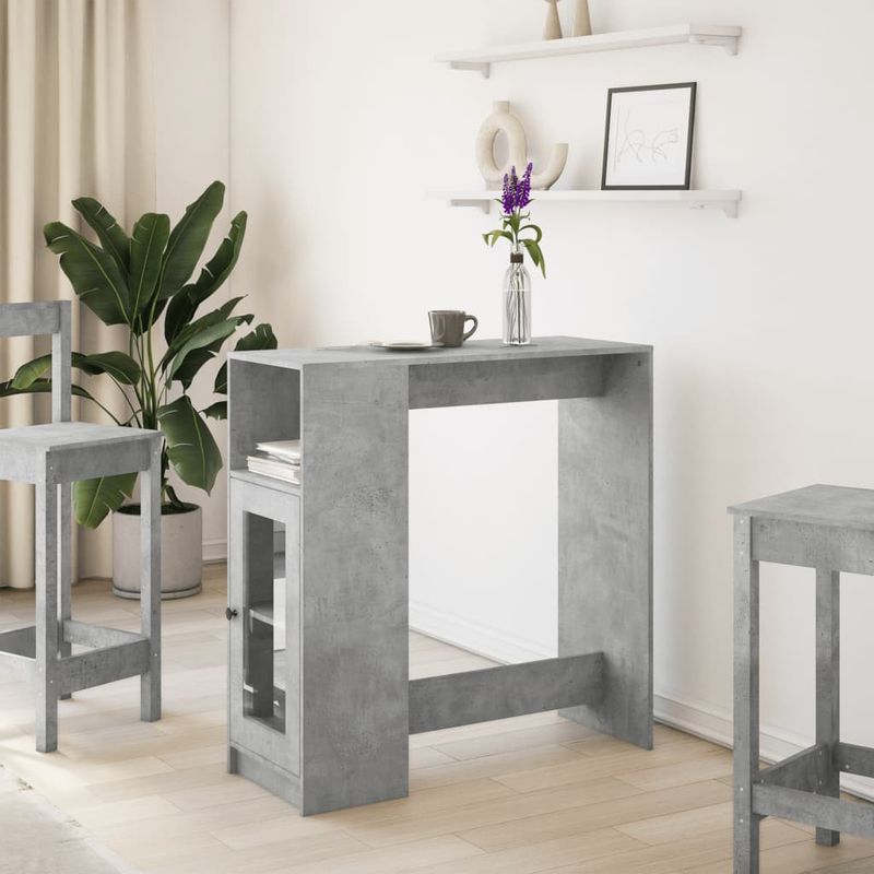 Casa si Gradina - Mobilier - Mese si birouri - Mese bucatarie si dining - Masa de bar cu rafturi gri beton 101x40x103,5 cm lemn prelucrat - Infinity.ro