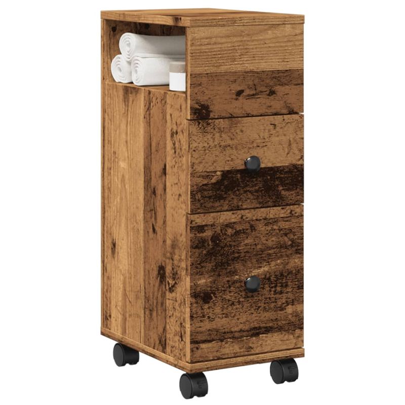 Casa si Gradina - Mobilier - Dulapuri si sifoniere - Dulapuri - Dulap de baie ingust cu roti, lemn vechi, lemn prelucrat - Infinity.ro