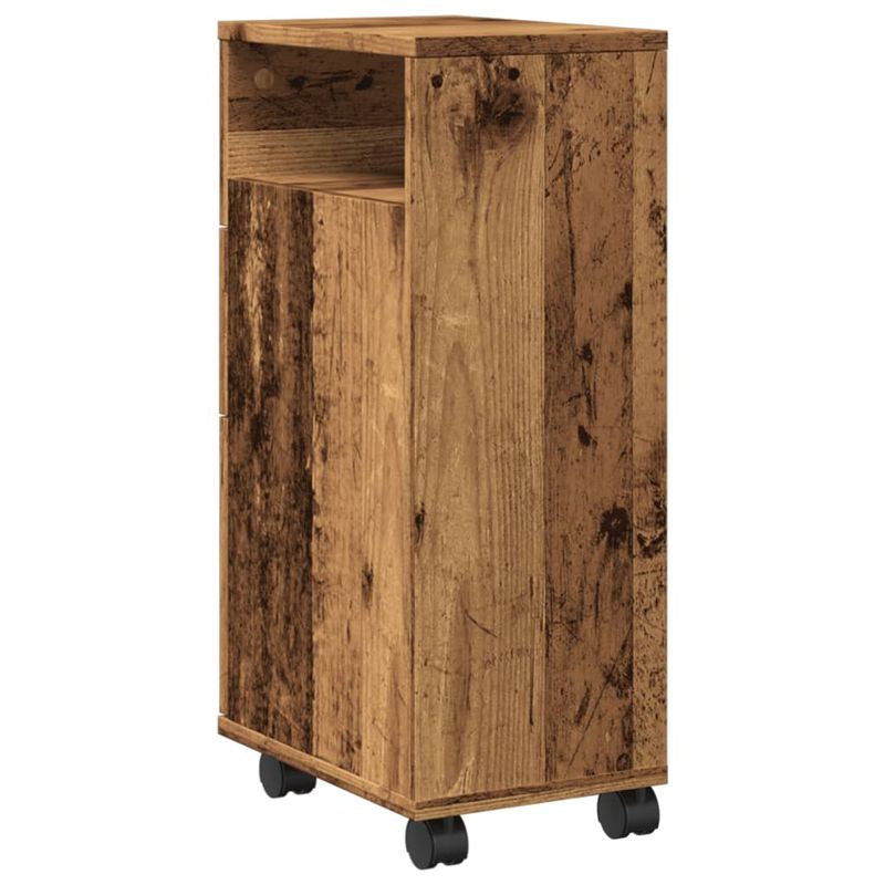 Casa si Gradina - Mobilier - Dulapuri si sifoniere - Dulapuri - Dulap de baie ingust cu roti, lemn vechi, lemn prelucrat - Infinity.ro
