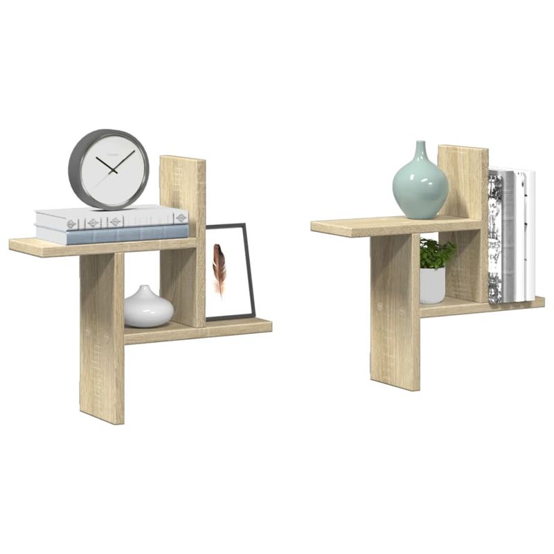 Casa si Gradina - Mobilier - Biblioteci si rafturi - Rafturi - Rafturi perete 2 buc. stejar sonoma 38x12x38 cm lemn prelucrat - Infinity.ro