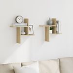 Casa si Gradina - Mobilier - Biblioteci si rafturi - Rafturi - Rafturi perete 2 buc. stejar sonoma 38x12x38 cm lemn prelucrat - Infinity.ro