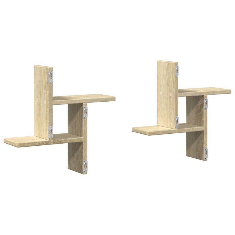 Casa si Gradina - Mobilier - Biblioteci si rafturi - Rafturi - Rafturi perete 2 buc. stejar sonoma 38x12x38 cm lemn prelucrat - Infinity.ro