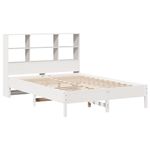 Casa si Gradina - Mobilier - Paturi si accesorii - Paturi - Pat cu biblioteca fara saltea, alb, 140x200 cm, lemn masiv pin - Infinity.ro