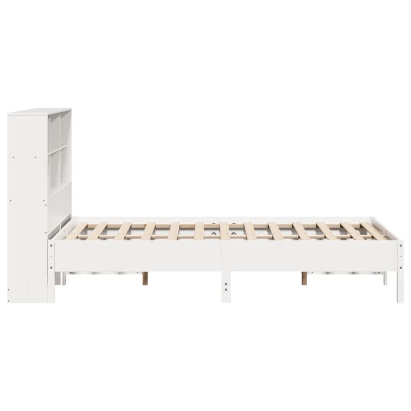 Casa si Gradina - Mobilier - Paturi si accesorii - Paturi - Pat cu biblioteca fara saltea, alb, 140x200 cm, lemn masiv pin - Infinity.ro