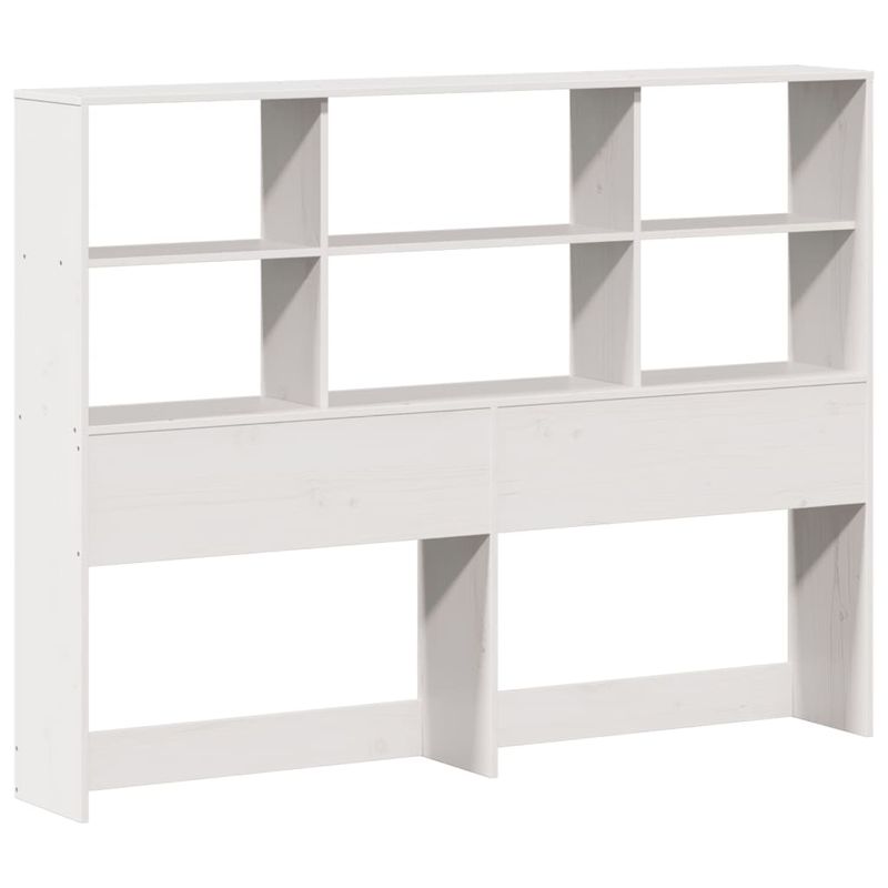 Casa si Gradina - Mobilier - Paturi si accesorii - Paturi - Pat cu biblioteca fara saltea, alb, 140x200 cm, lemn masiv pin - Infinity.ro