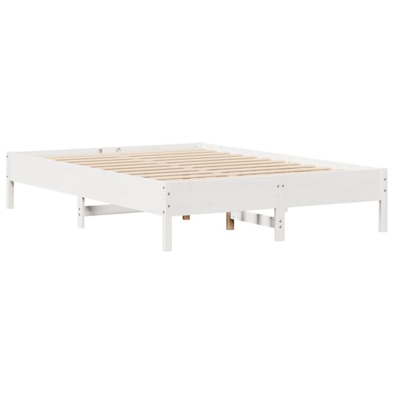 Casa si Gradina - Mobilier - Paturi si accesorii - Paturi - Pat cu biblioteca fara saltea, alb, 140x200 cm, lemn masiv pin - Infinity.ro