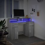 Casa si Gradina - Mobilier - Mese si birouri - Birouri - Birou cu lumini LED, gri sonoma, 120x55x91 cm, lemn prelucrat - Infinity.ro