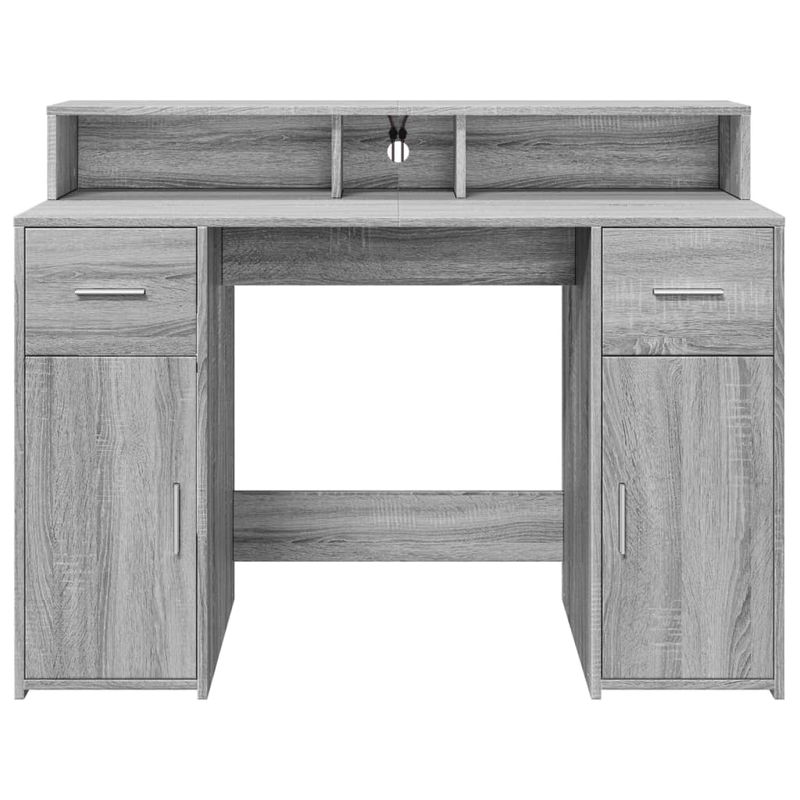 Casa si Gradina - Mobilier - Mese si birouri - Birouri - Birou cu lumini LED, gri sonoma, 120x55x91 cm, lemn prelucrat - Infinity.ro