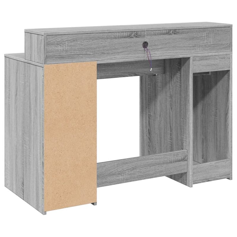 Casa si Gradina - Mobilier - Mese si birouri - Birouri - Birou cu lumini LED, gri sonoma, 120x55x91 cm, lemn prelucrat - Infinity.ro