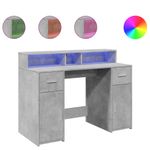Casa si Gradina - Mobilier - Mese si birouri - Birouri - Birou cu lumini LED, gri beton, 120x55x91 cm, lemn prelucrat - Infinity.ro