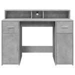 Casa si Gradina - Mobilier - Mese si birouri - Birouri - Birou cu lumini LED, gri beton, 120x55x91 cm, lemn prelucrat - Infinity.ro