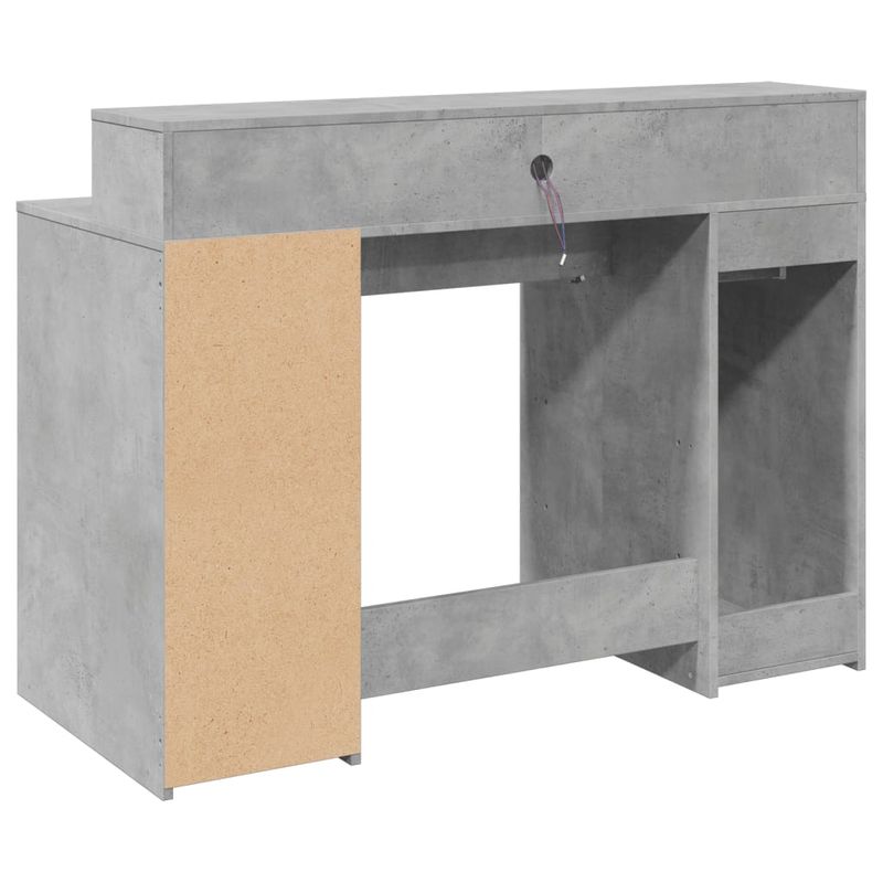 Casa si Gradina - Mobilier - Mese si birouri - Birouri - Birou cu lumini LED, gri beton, 120x55x91 cm, lemn prelucrat - Infinity.ro