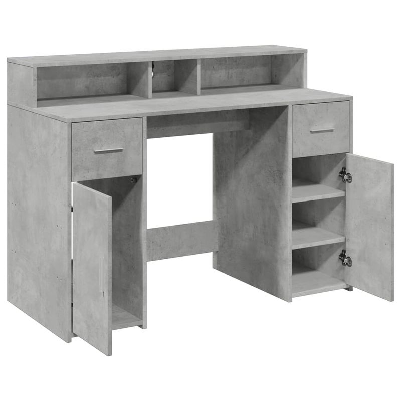 Casa si Gradina - Mobilier - Mese si birouri - Birouri - Birou cu lumini LED, gri beton, 120x55x91 cm, lemn prelucrat - Infinity.ro