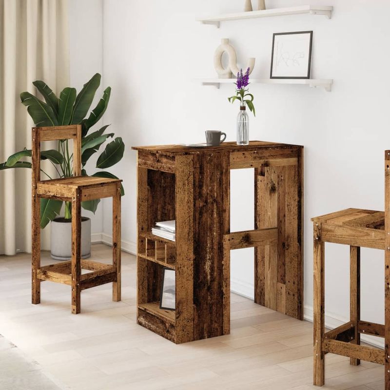 Casa si Gradina - Mobilier - Mese si birouri - Mese bucatarie si dining - Masa bar cu rafturi lemn vechi 90x47,5x103,5 cm lemn prelucrat - Infinity.ro