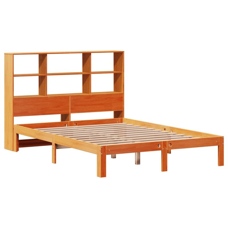 Casa si Gradina - Mobilier - Paturi si accesorii - Paturi - Pat cu biblioteca fara saltea maro 140x190 cm lemn masiv de pin - Infinity.ro