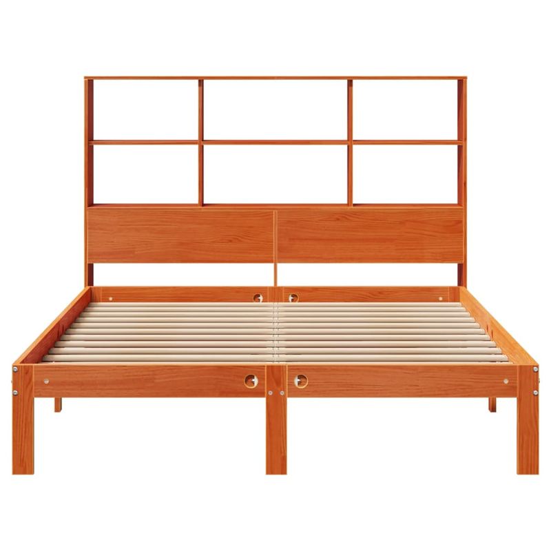 Casa si Gradina - Mobilier - Paturi si accesorii - Paturi - Pat cu biblioteca fara saltea maro 140x190 cm lemn masiv de pin - Infinity.ro