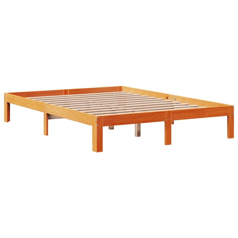 Casa si Gradina - Mobilier - Paturi si accesorii - Paturi - Pat cu biblioteca fara saltea maro 140x190 cm lemn masiv de pin - Infinity.ro
