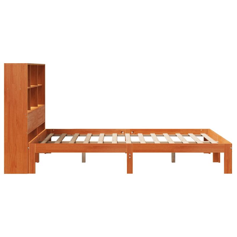 Casa si Gradina - Mobilier - Paturi si accesorii - Paturi - Pat cu biblioteca fara saltea maro 140x190 cm lemn masiv de pin - Infinity.ro