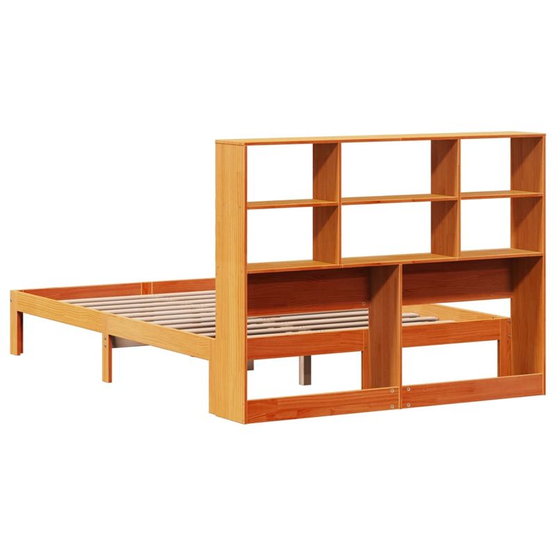Casa si Gradina - Mobilier - Paturi si accesorii - Paturi - Pat cu biblioteca fara saltea maro 140x190 cm lemn masiv de pin - Infinity.ro