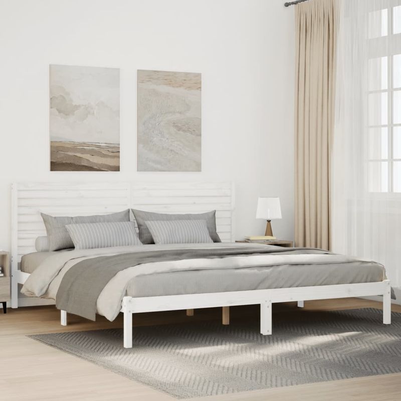 Casa si Gradina - Mobilier - Paturi si accesorii - Paturi - Cadru pat foarte lung fara saltea, alb, 200x210 cm lemn masiv - Infinity.ro