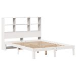 Casa si Gradina - Mobilier - Paturi si accesorii - Paturi - Pat cu biblioteca fara saltea, alb, 140x190 cm, lemn masiv pin - Infinity.ro