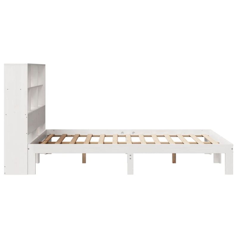 Casa si Gradina - Mobilier - Paturi si accesorii - Paturi - Pat cu biblioteca fara saltea, alb, 140x190 cm, lemn masiv pin - Infinity.ro