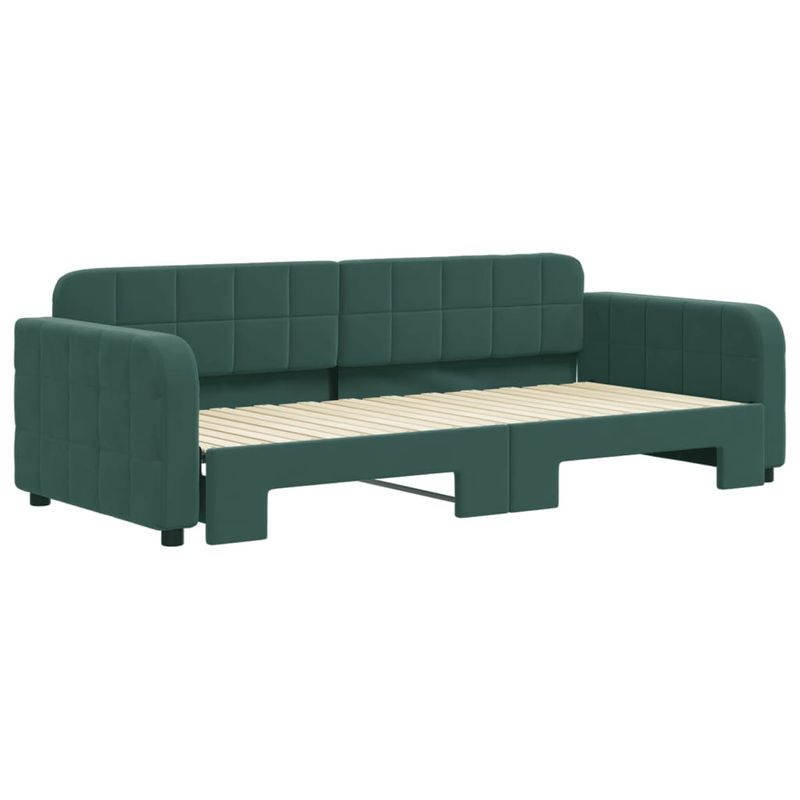 Casa si Gradina - Mobilier - Paturi si accesorii - Paturi - Pat de zi cu extensie, verde inchis, 90x200 cm, catifea - Infinity.ro