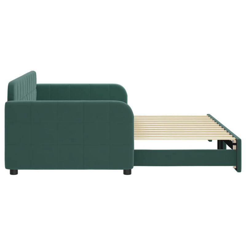 Casa si Gradina - Mobilier - Paturi si accesorii - Paturi - Pat de zi cu extensie, verde inchis, 90x200 cm, catifea - Infinity.ro