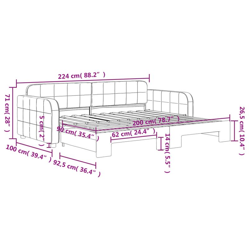 Casa si Gradina - Mobilier - Paturi si accesorii - Paturi - Pat de zi cu extensie, verde inchis, 90x200 cm, catifea - Infinity.ro