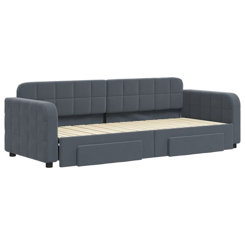 Casa si Gradina - Mobilier - Paturi si accesorii - Paturi - Pat de zi cu extensie si sertare gri inchis 80x200 cm catifea - Infinity.ro