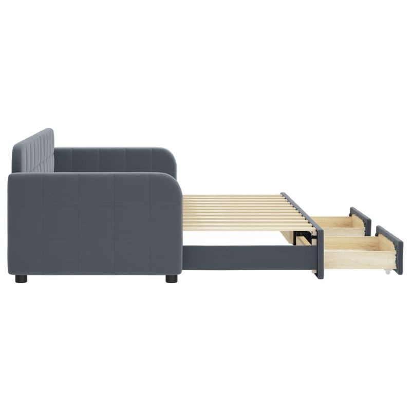 Casa si Gradina - Mobilier - Paturi si accesorii - Paturi - Pat de zi cu extensie si sertare gri inchis 80x200 cm catifea - Infinity.ro