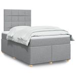 Casa si Gradina - Mobilier - Paturi si accesorii - Paturi - Pat box spring cu saltea, gri deschis, 120x190 cm, textil - Infinity.ro