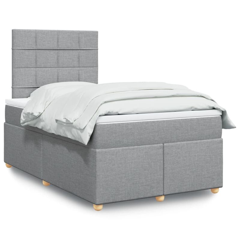 Casa si Gradina - Mobilier - Paturi si accesorii - Paturi - Pat box spring cu saltea, gri deschis, 120x190 cm, textil - Infinity.ro